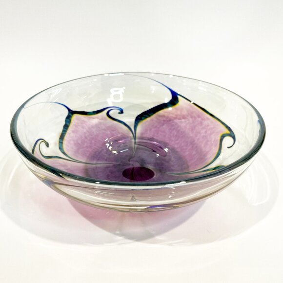 Robert Held Art Glass Iridescent  Purple, Blue, Yellow 8” Bowl (unsigned) - Picture 1 of 8